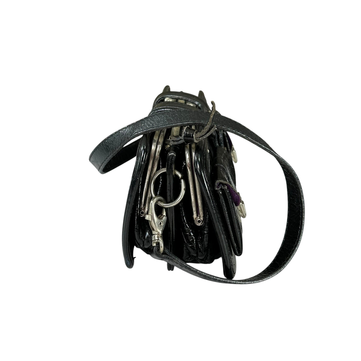 D & G Dolce Gabbana Mini Black Patent Baguette SHW Purse