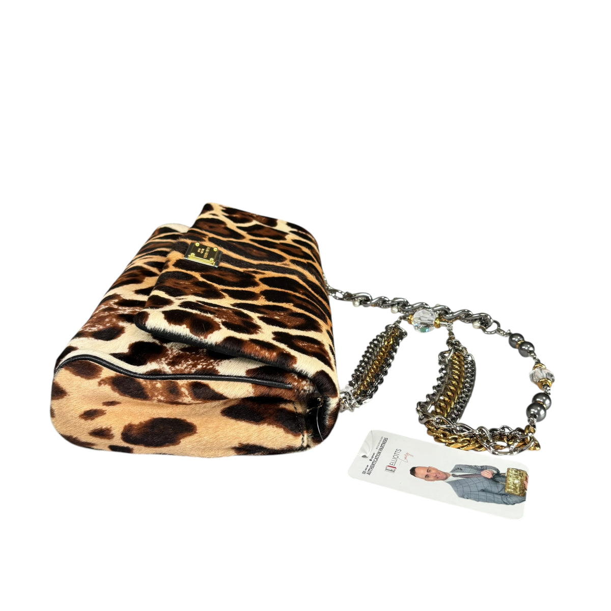 Dolce Gabbana Leopard Hair Calf Flap Chain Shoulder Purse
