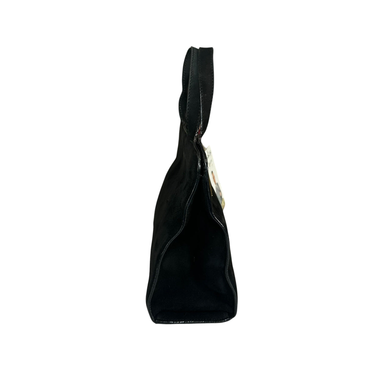 Gucci G Black Suede. Leather GHW Mini Tilt-Lock Top Purse