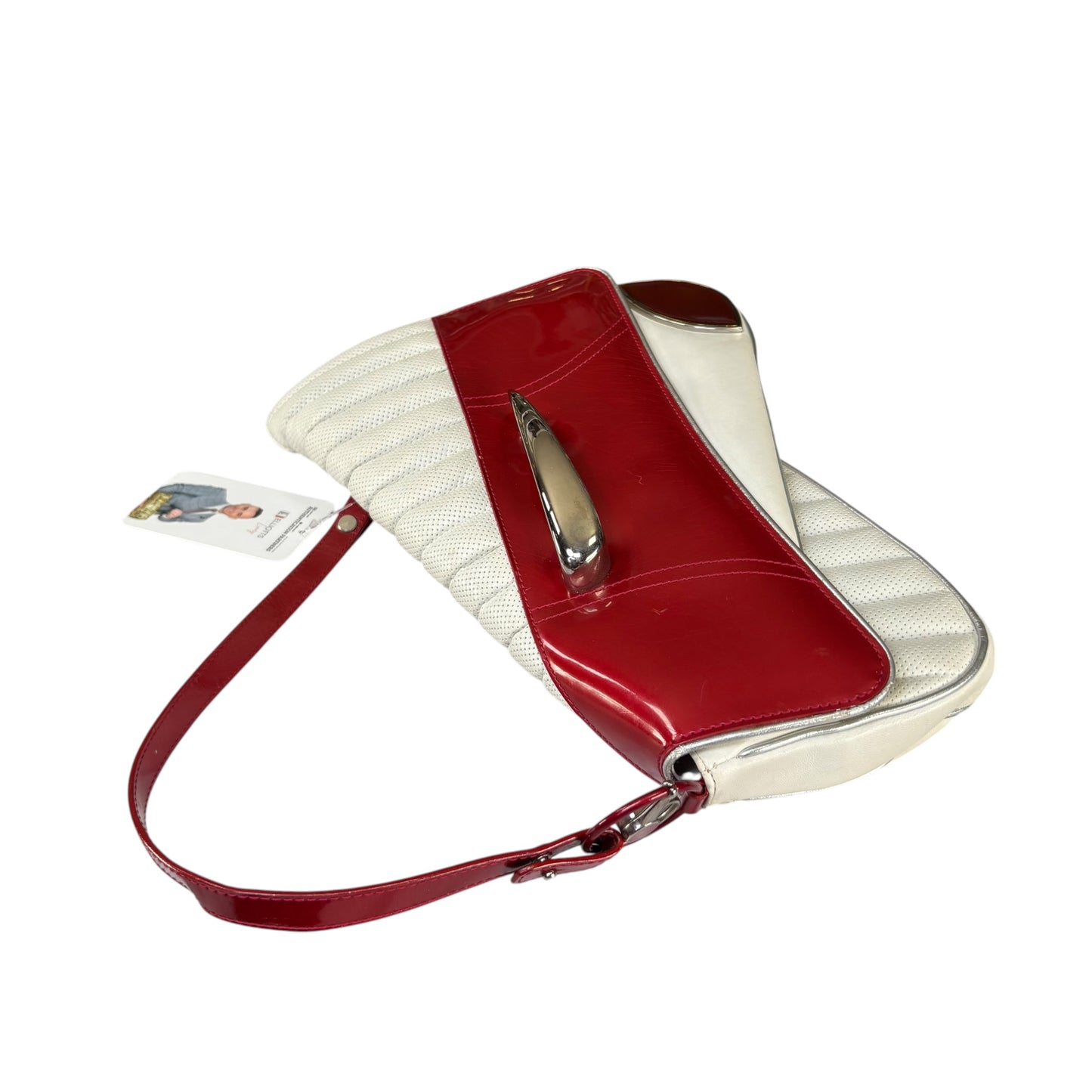 Christian Dior Cadillac Y2K Red Patent White Leather 2-Way Purse
