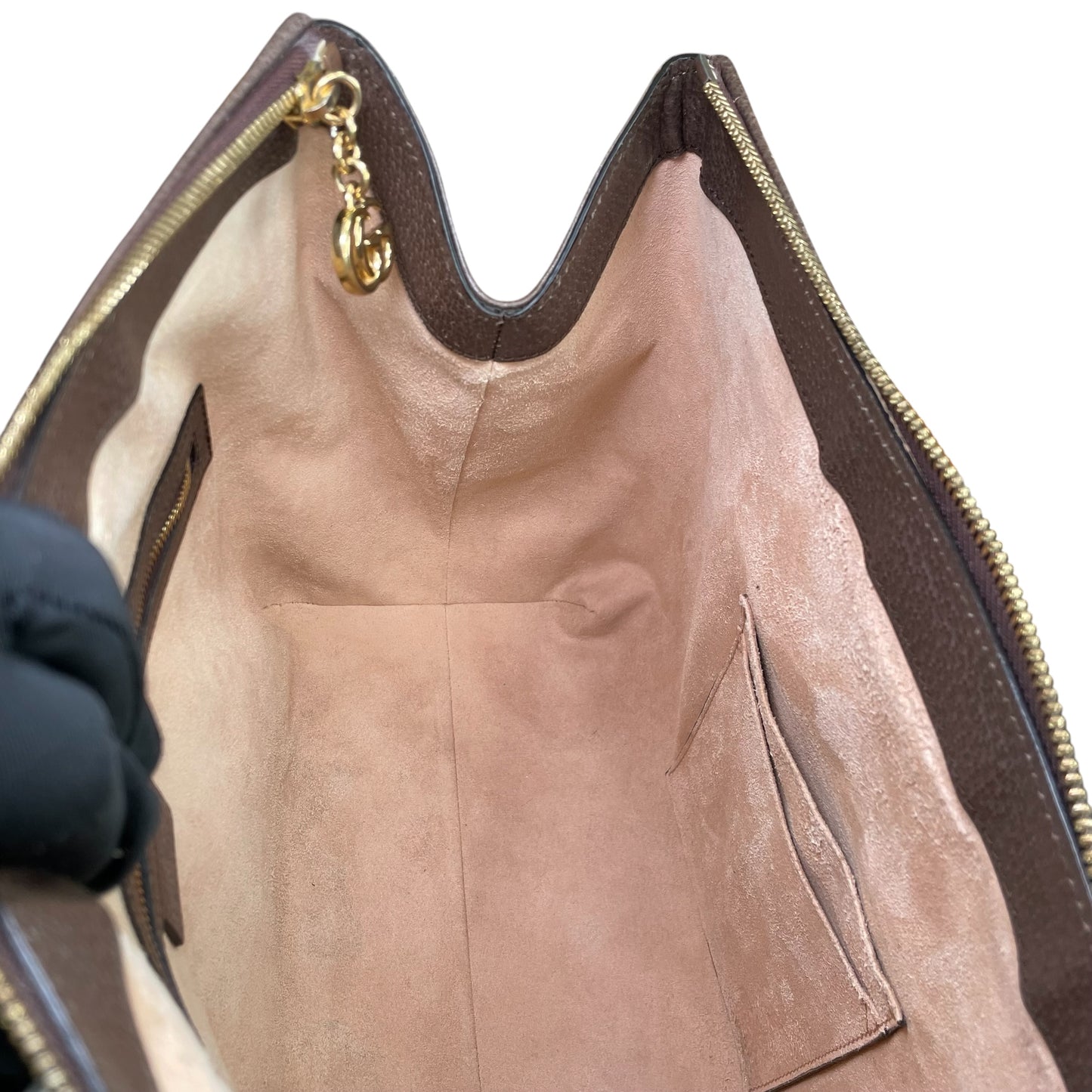 Gucci GG Ophidia GHW Leather Supreme Brown Canvas Crossbody Medium 2-Way Tote