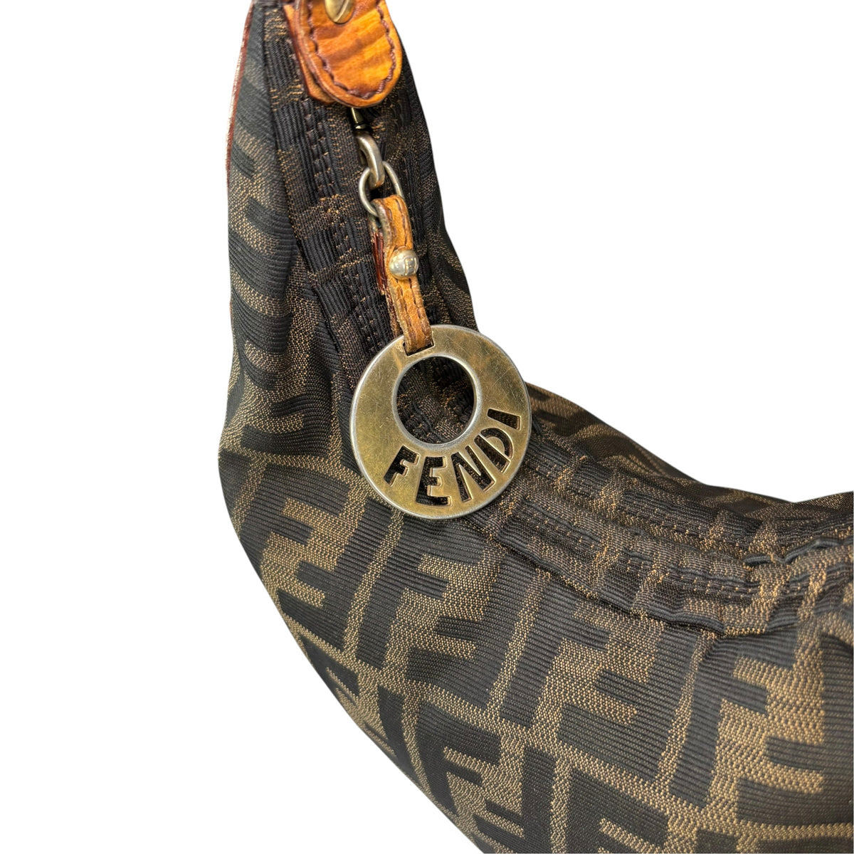 Fendi Y2K Zucca Embossed Lizard Chef Shoulder Purse