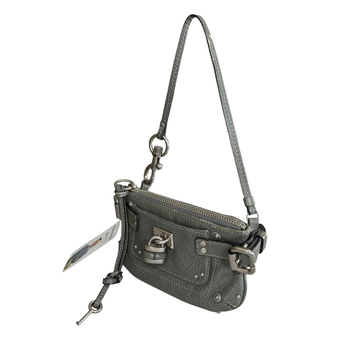 Chloe Paddington Grey Mini Leather Pouchette  SHW