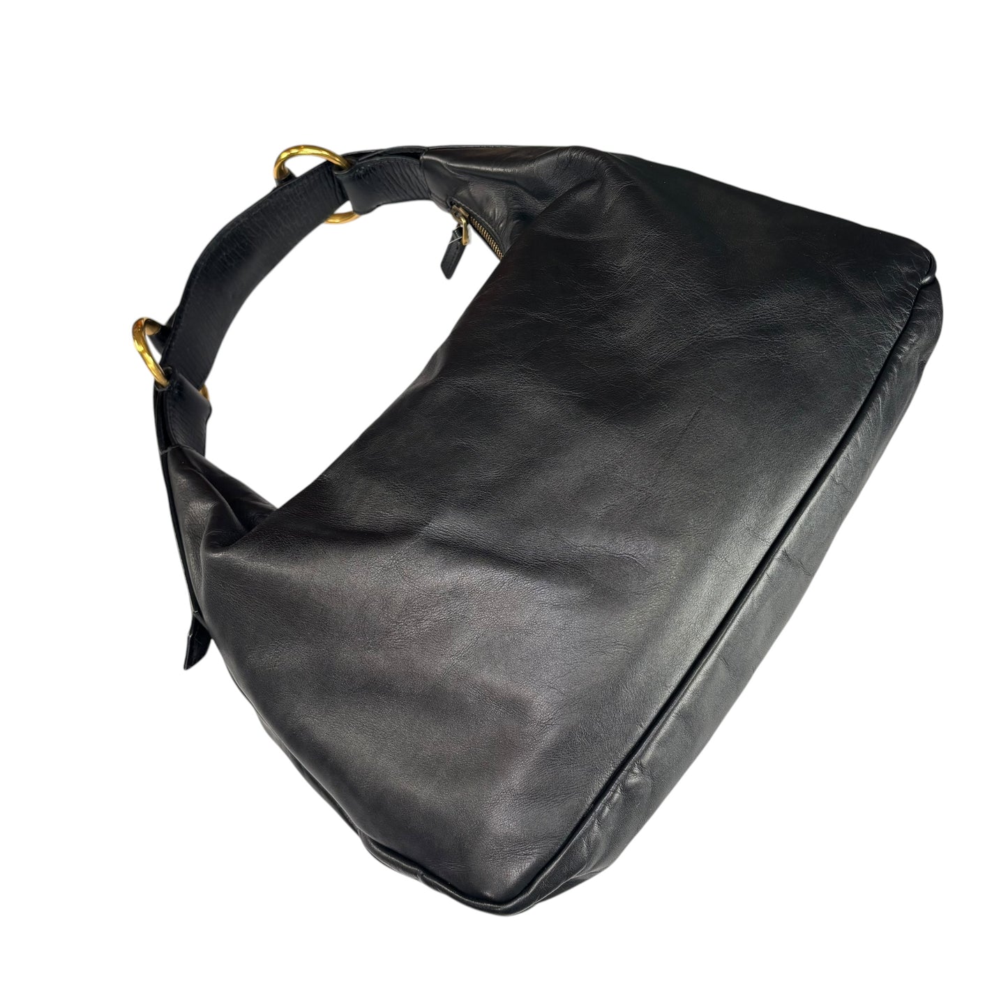Gucci Y2K Horsebit GHW Black Leather Shoulder Hobo Purse