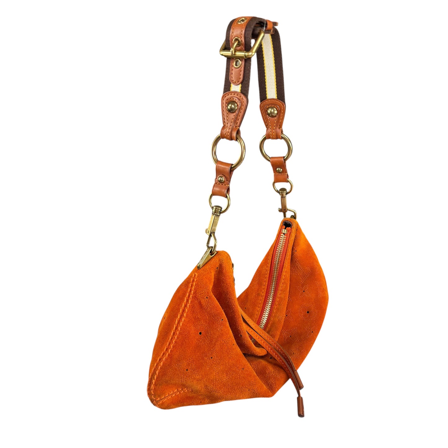 Louis Vuitton Mahina Onatah PM Pouchette Orange Suede Shoulder Purse