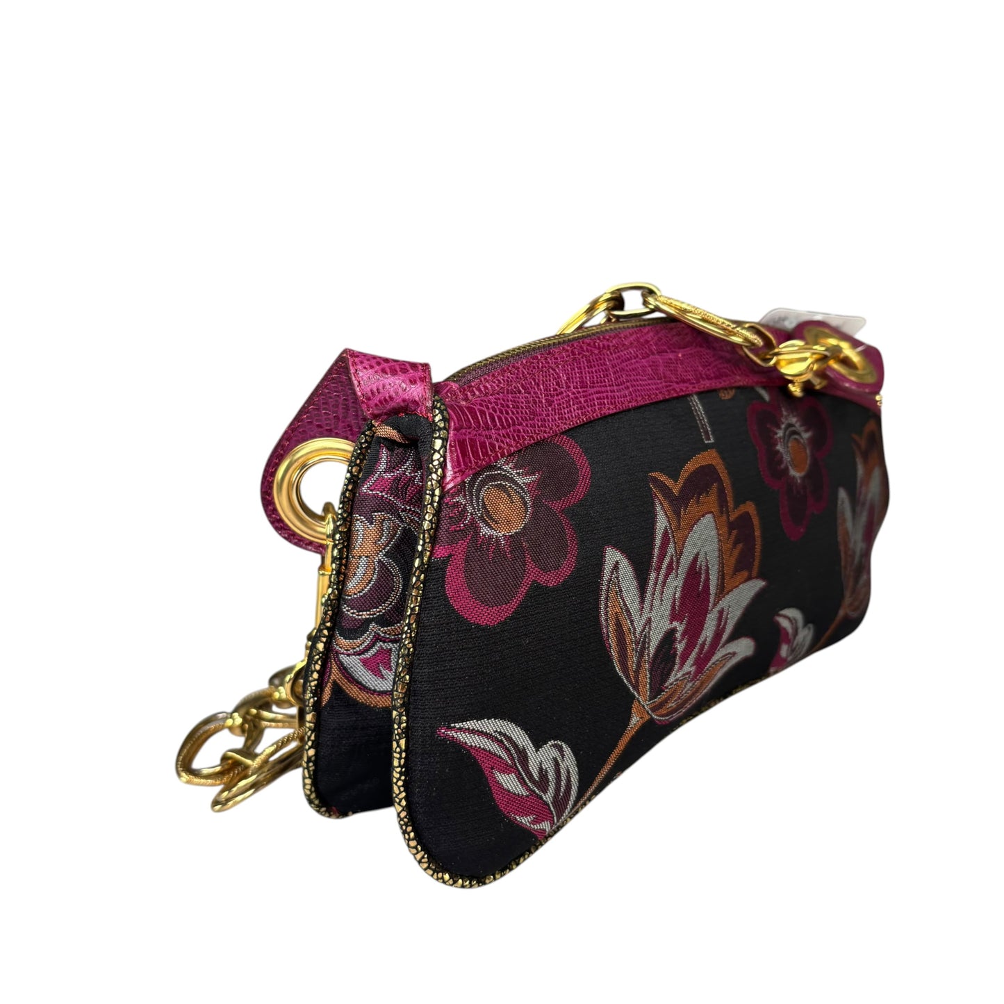 D & G Dolce & Gabbana Y2K Purple Floral Shoulder Chain Purse