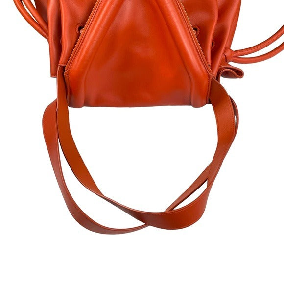 Bottega Vegan Pumkpin Spice Orange Large Hobo Beek Style Bag Dual Zip Front Bag Purse