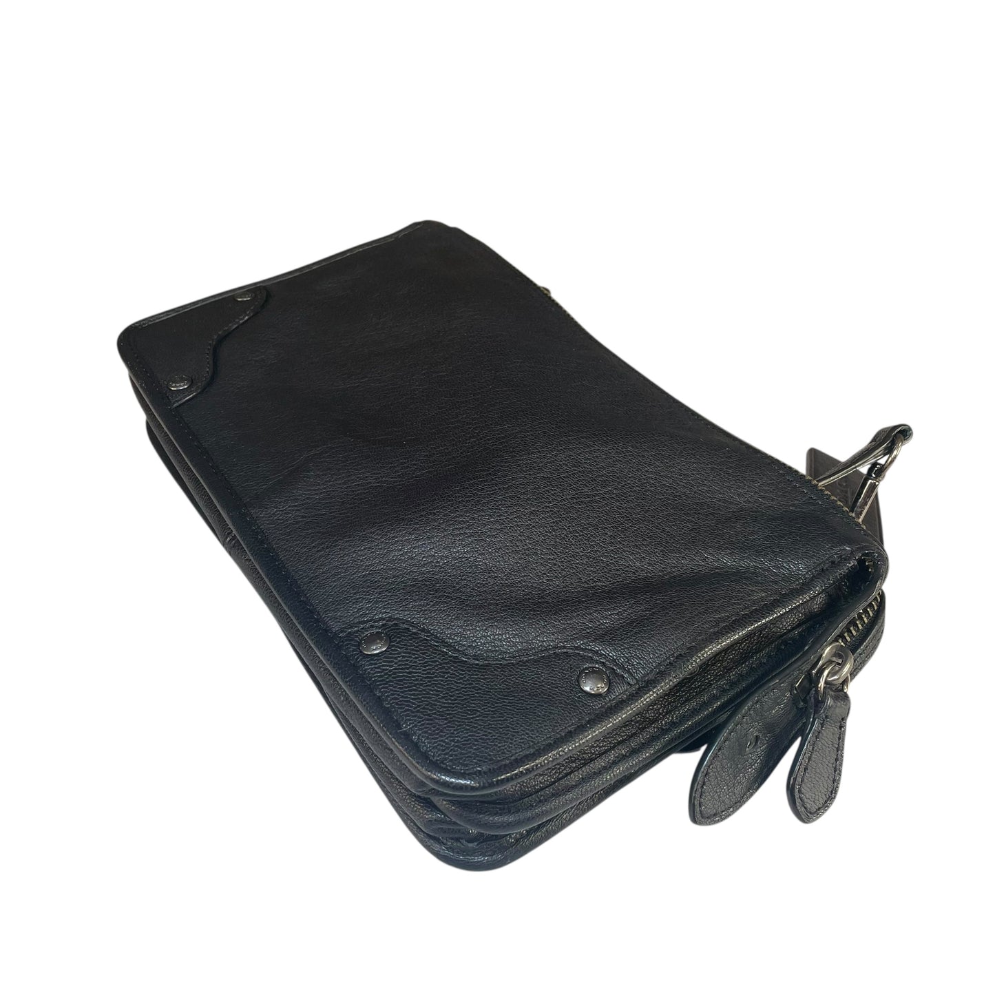 Coach Rhyder Black Leather Rugged Gunmetal HW Small Messenger Clutch Crossbody