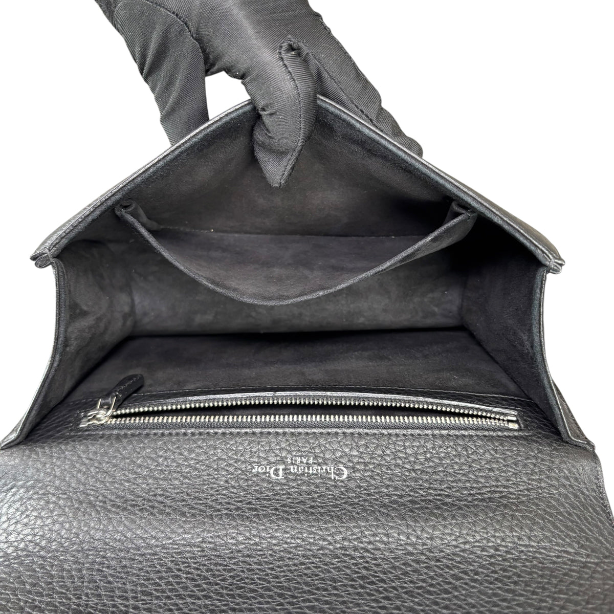 Christian Dior Diorama Calf Black Pebbled Medium Flap 2-Way Shoulder Purse