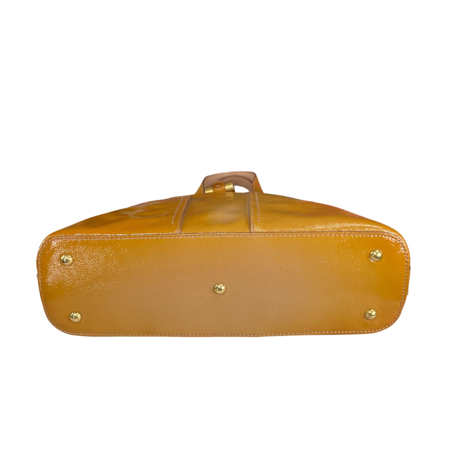 YSL Saint Laurent Mustard Hombre Patent Leather Muse GHW Tote