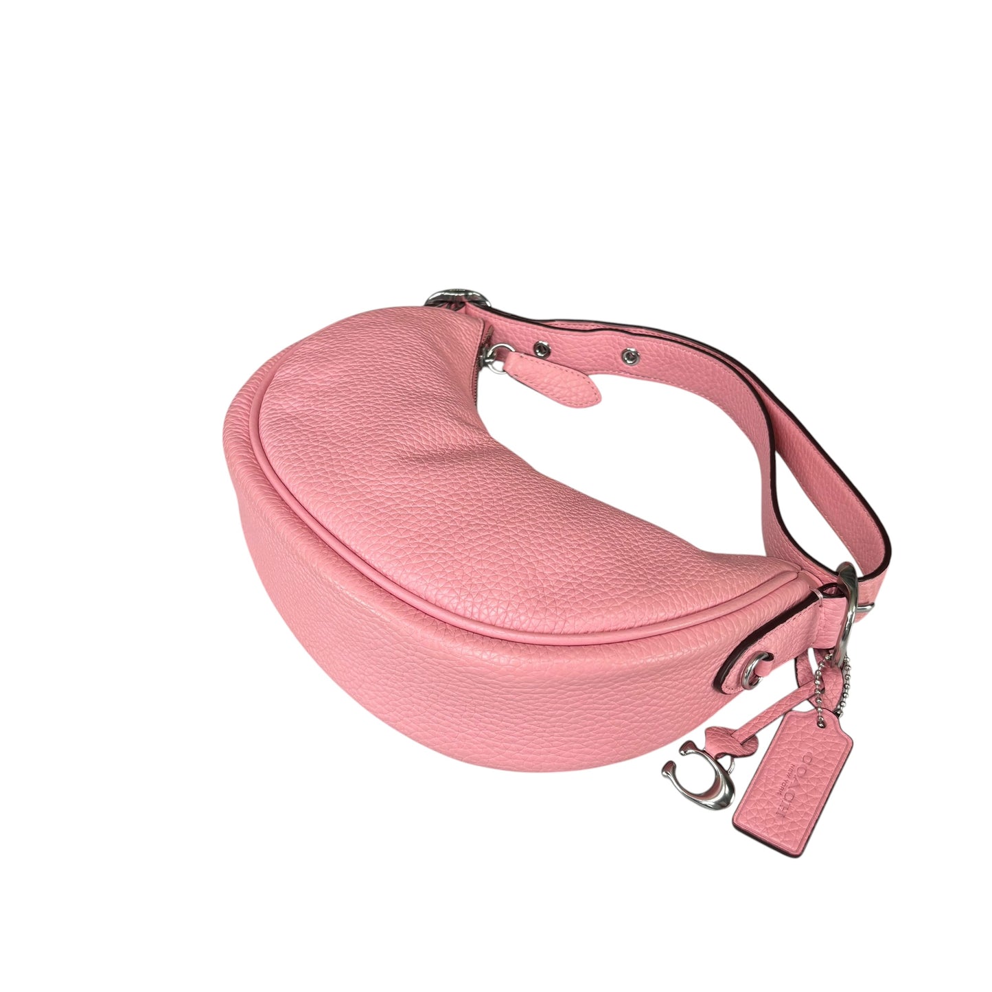 Coach Luna Pink Crescent SHW 2-Way Pebbled Leather Purse