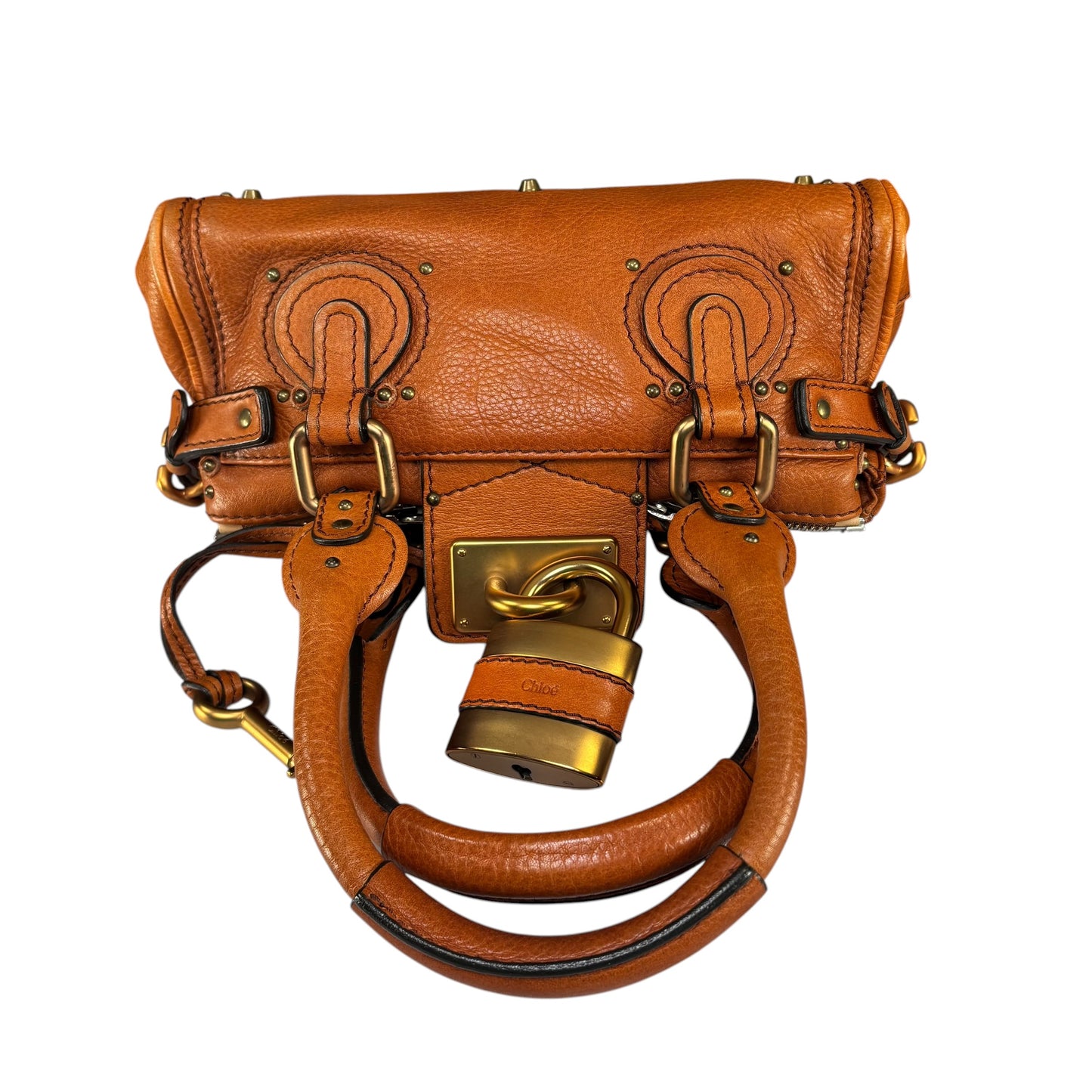 Chloe Mini Brown Leather GHW Paddington Lock Shoulder Purse