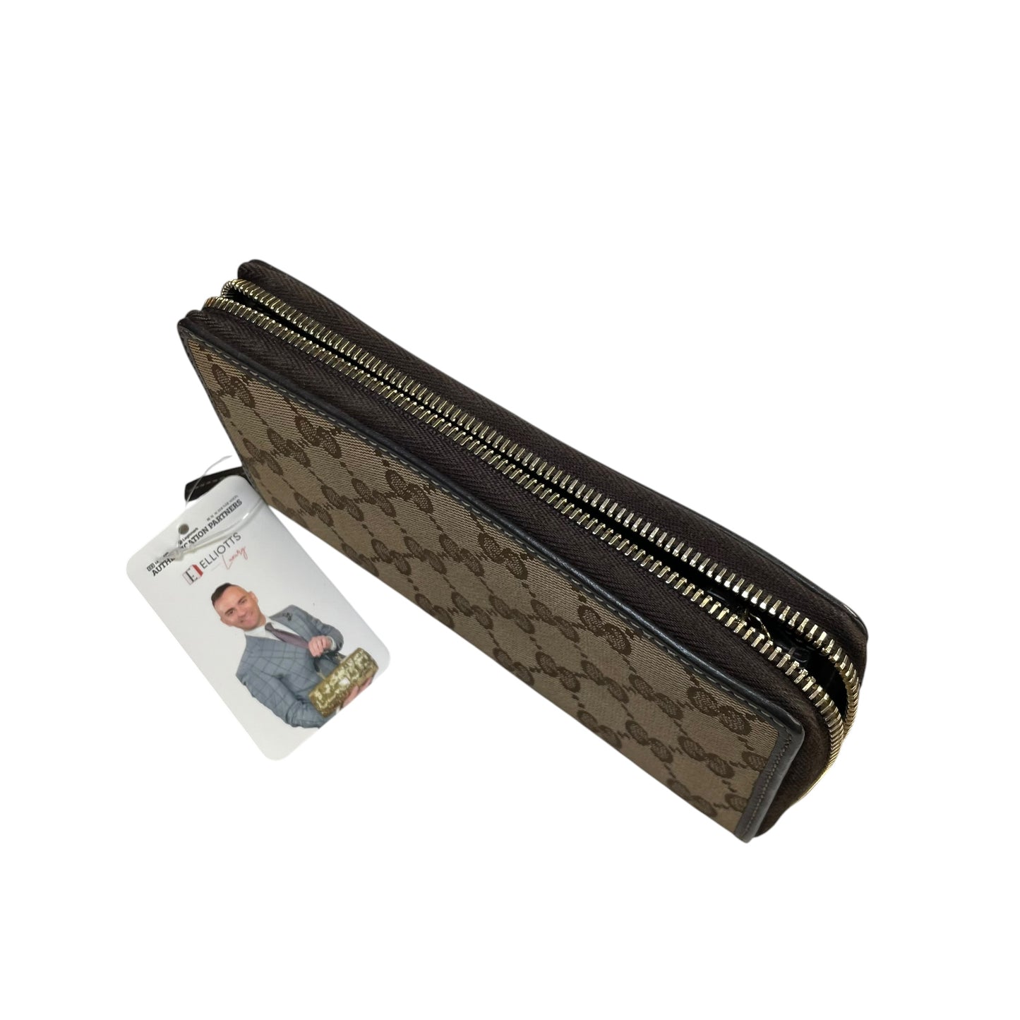 Gucci GG Mayfair Zip Around Wallet Brown Canvas Web Stripe Long Wallet