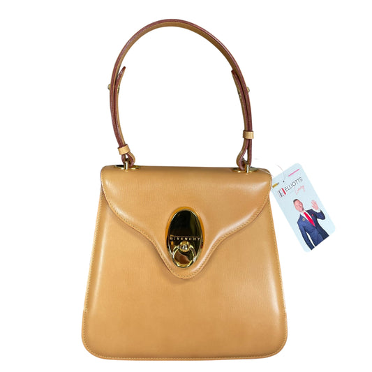 GIVENCHY Kelly Top Handle Camel Brown Magnetic GHW Snap Closure Shoulder Purse