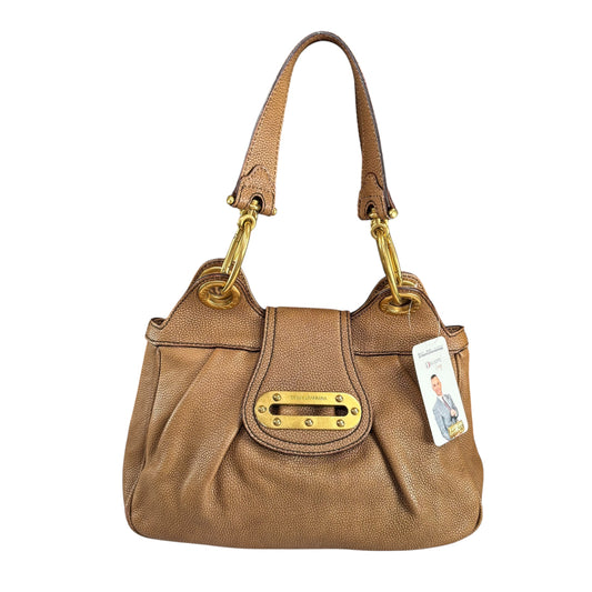 Dolce & Gabbana Golden Brown Pebbled Leather GHW Distressed Shoulder Hobo