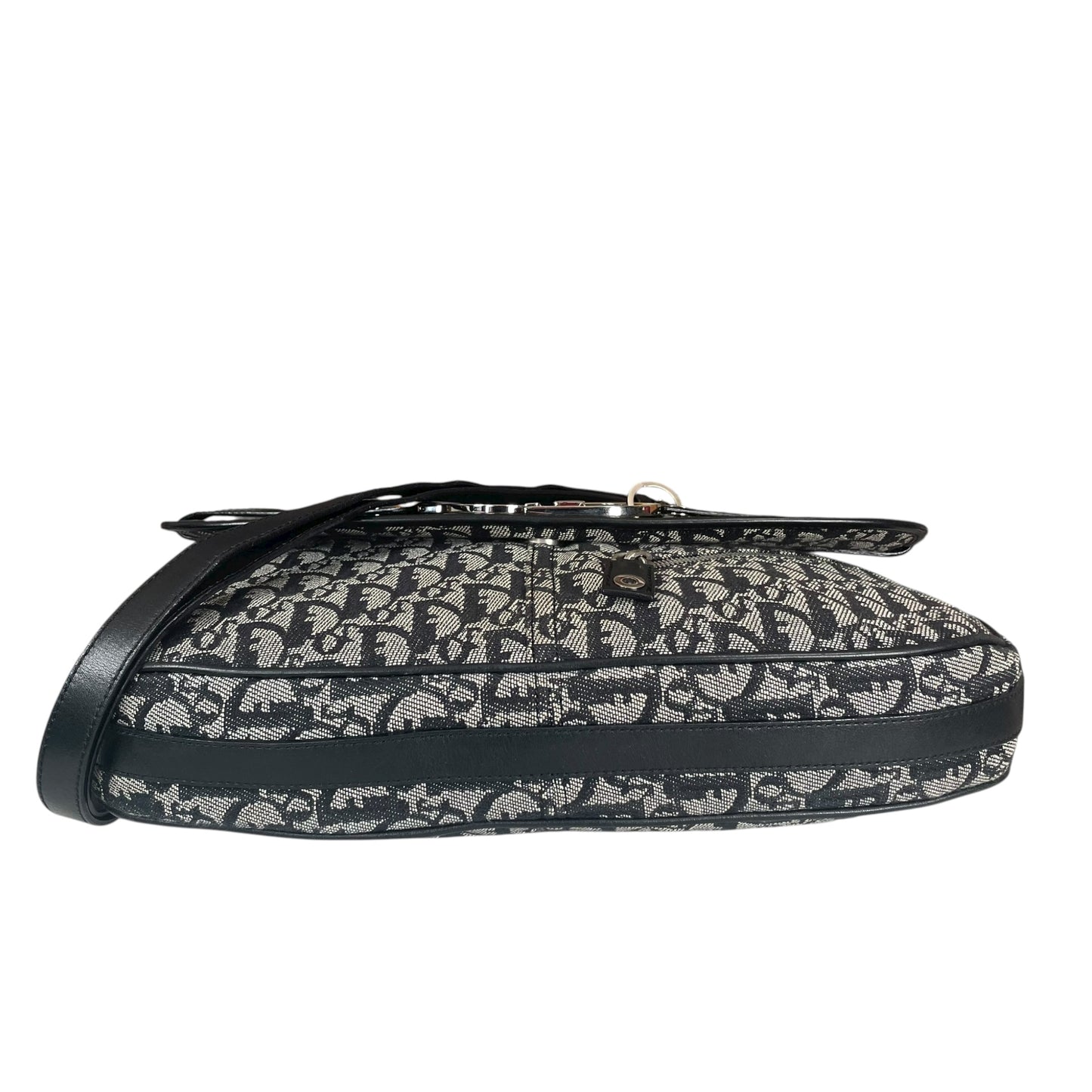 Christian Dior Oblique SHW Black Leather Canvas Trotter Monogram Crossbody 2 Way Shoulder Messenger Purse