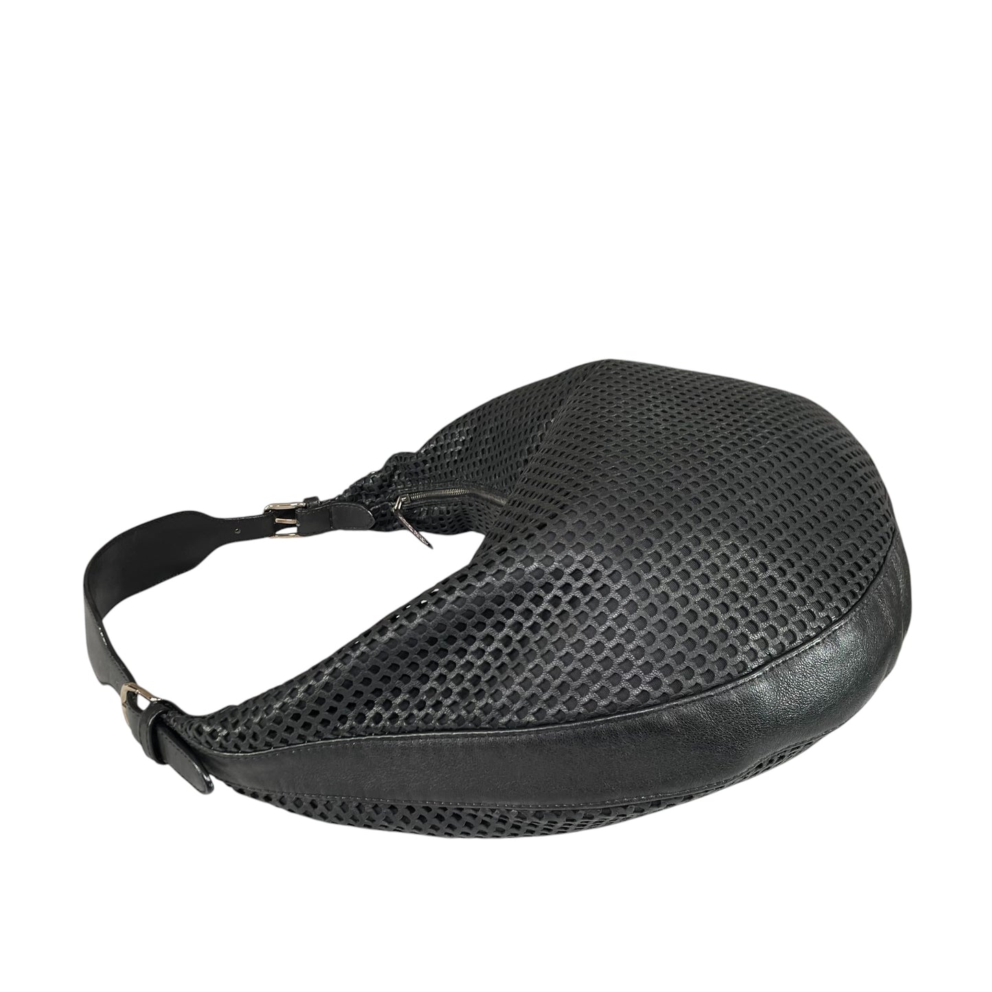 Christian Dior Y2K Perforated Leather Black CD Logo Shoulder Hobo bag Purse