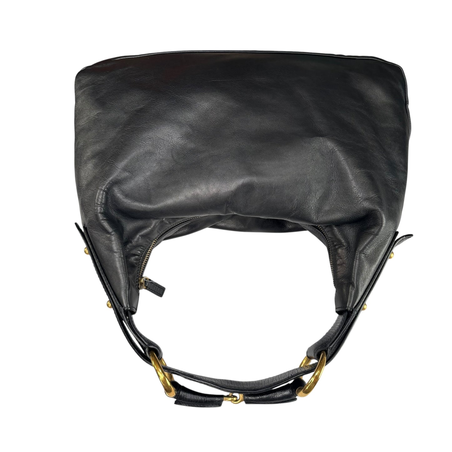 Gucci Y2K Horsebit GHW Black Leather Shoulder Hobo Purse