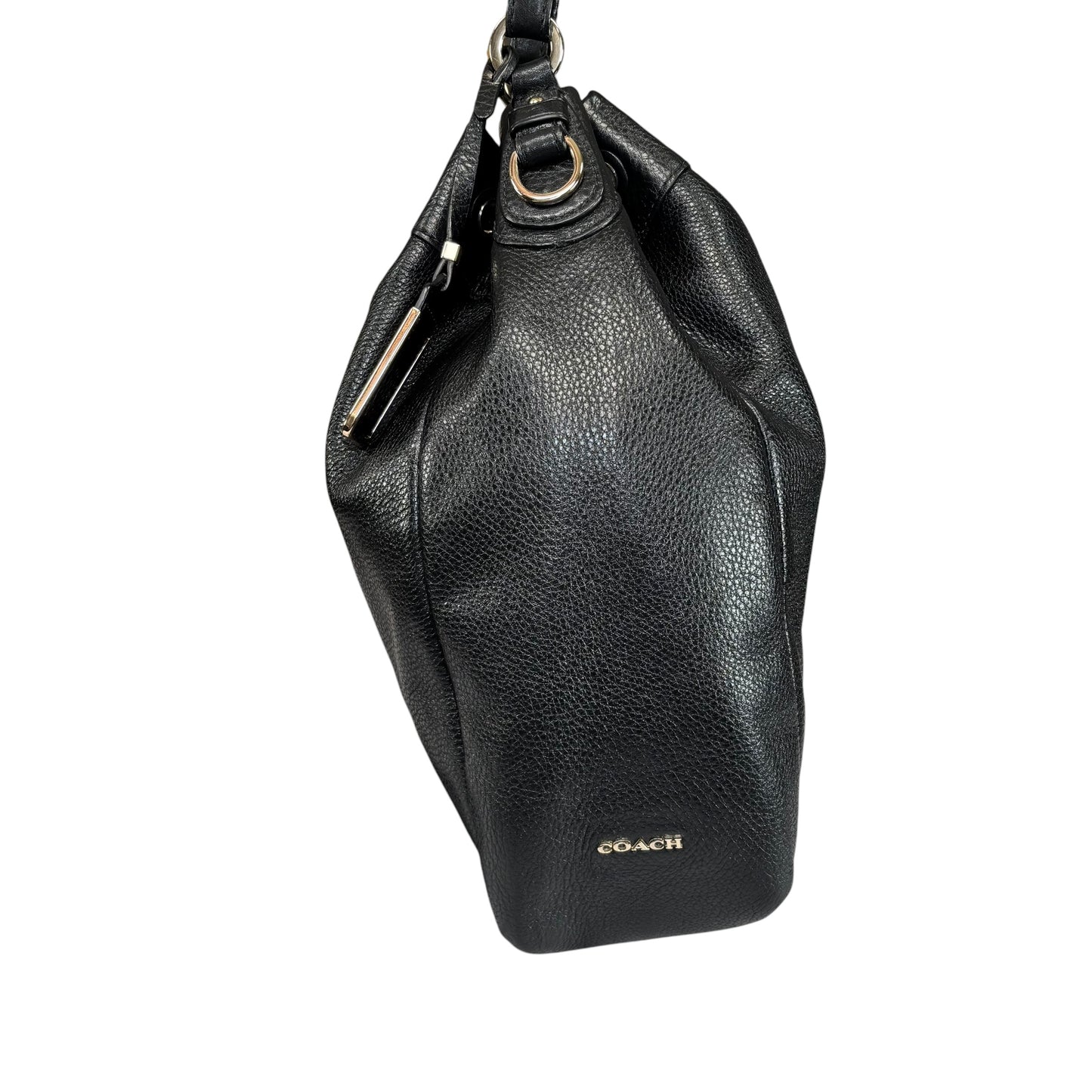 Coach Pinnacle Black Leather GHW Drawstring Bucket 2-Way Crossbody Purse