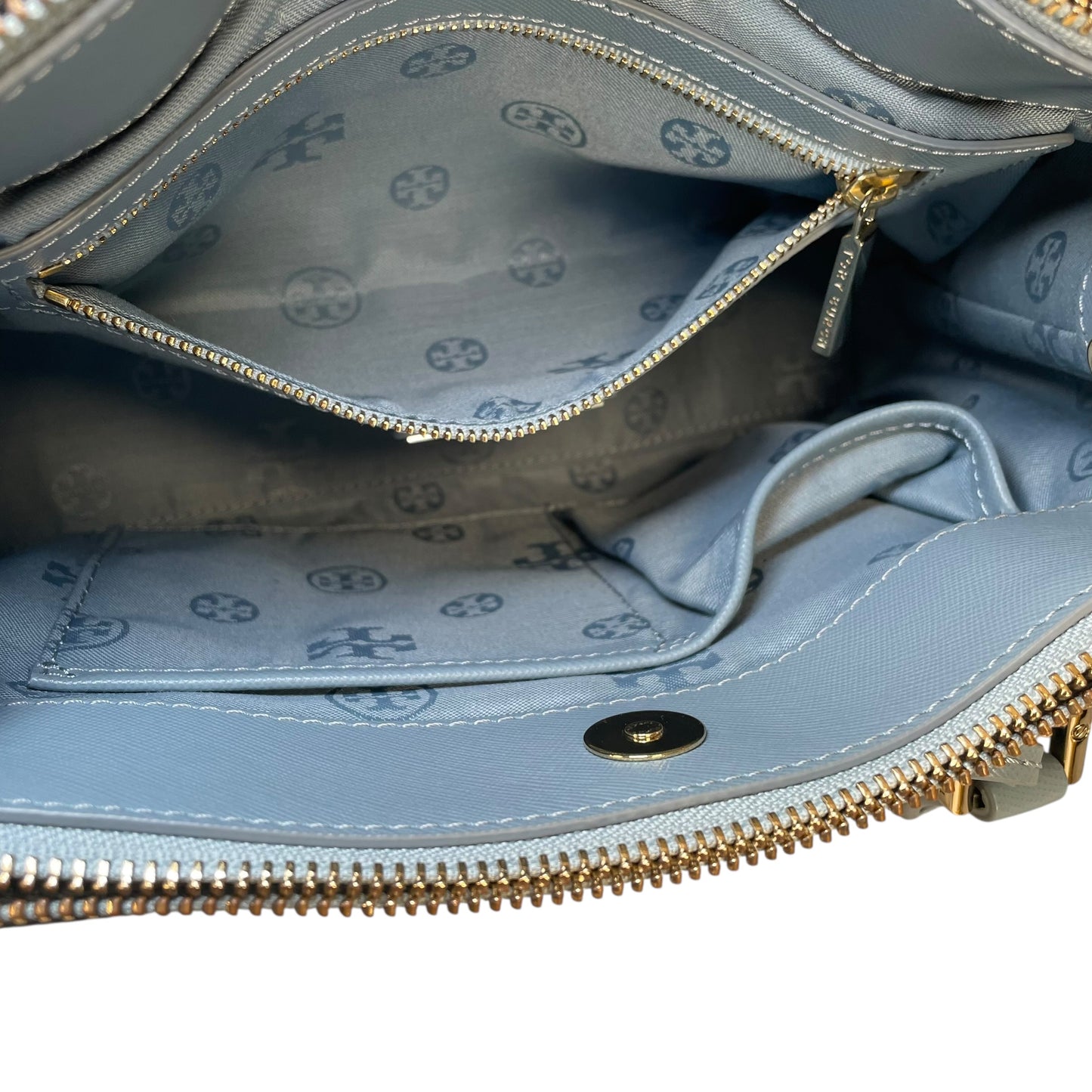 Tory Burch Robinson Oasis GHW Blue Saffiano Leather 2-Way Tote Purse