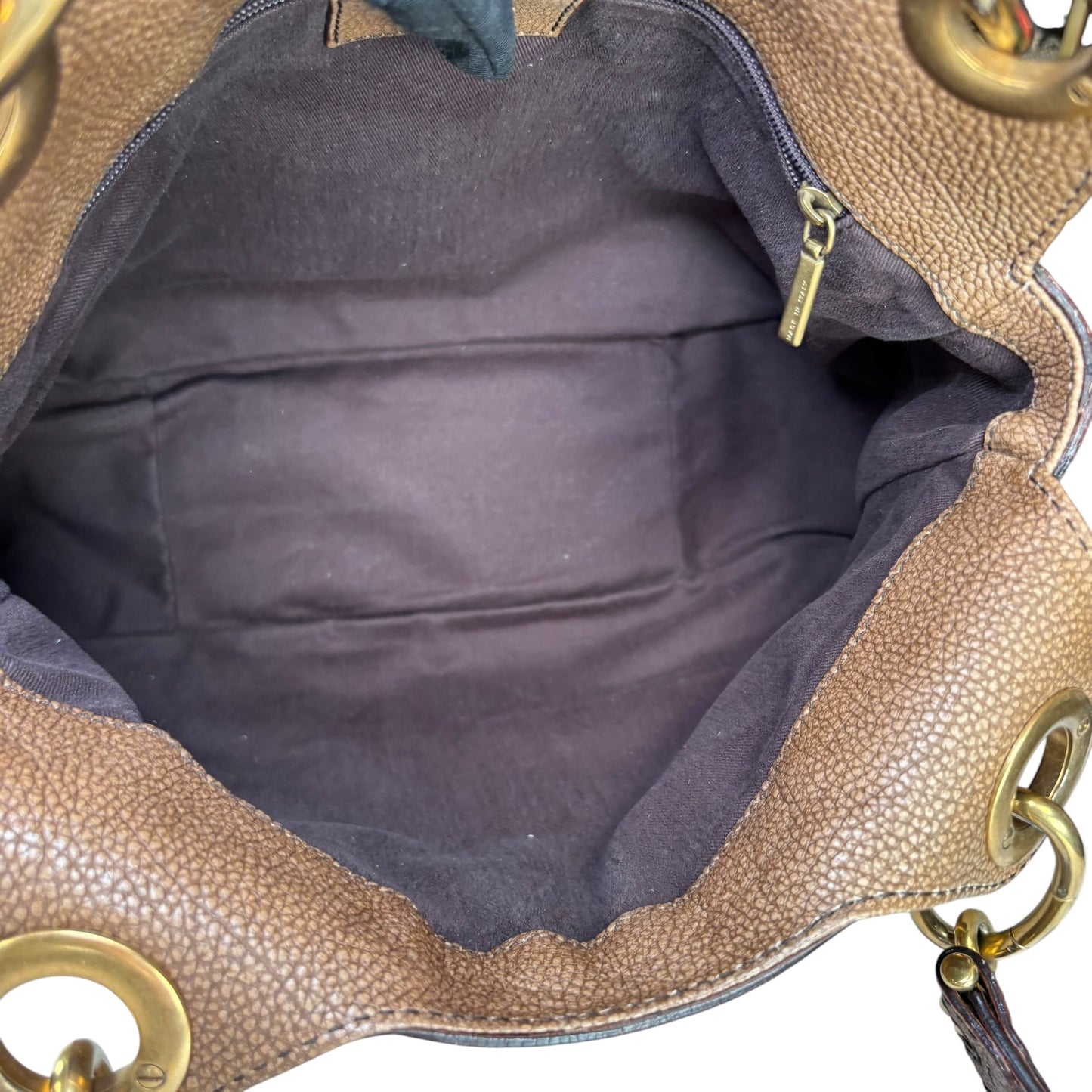 Dolce & Gabbana Golden Brown Pebbled Leather GHW Distressed Shoulder Hobo