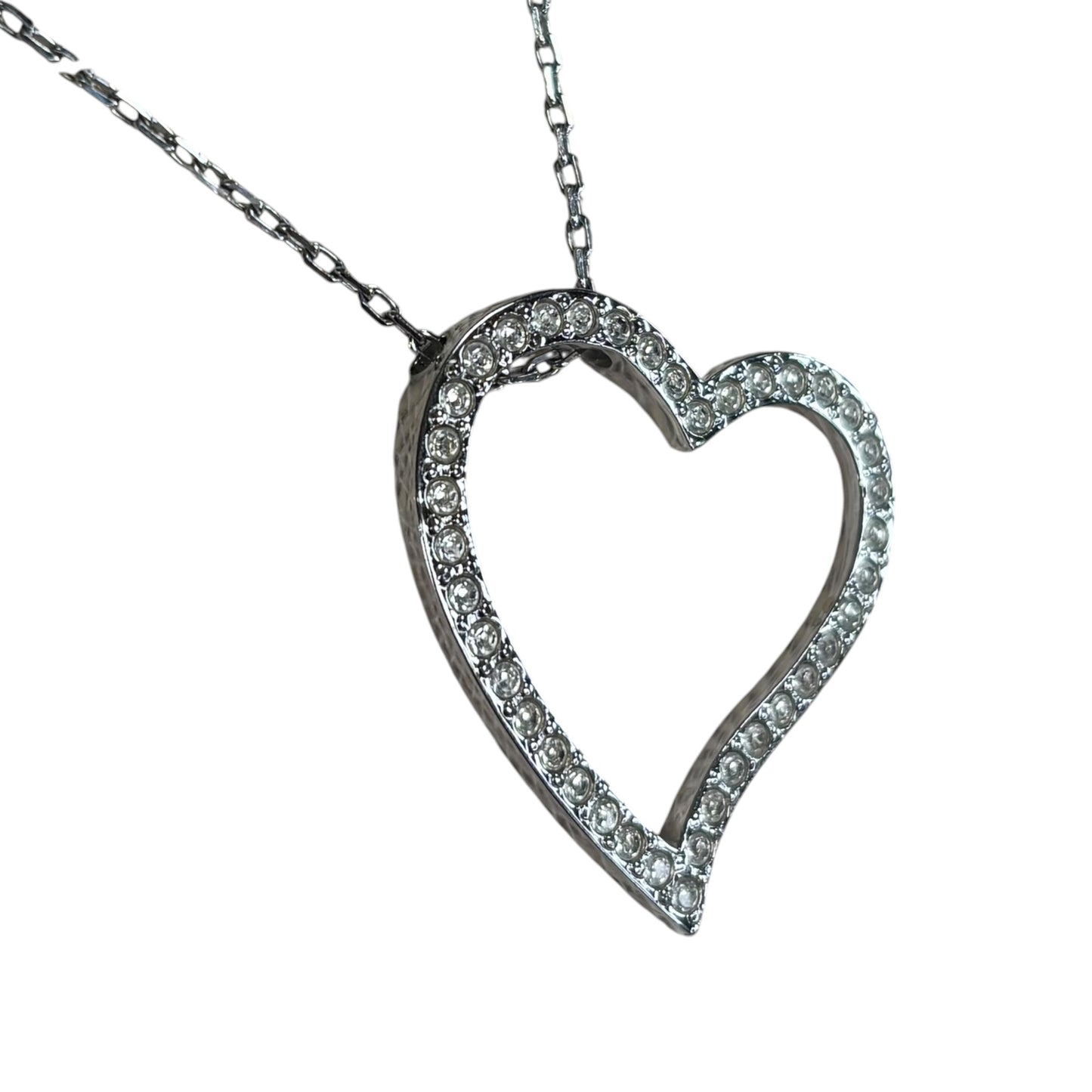 Swarovski Crystal Silver Tone Heart Necklace 18.5”