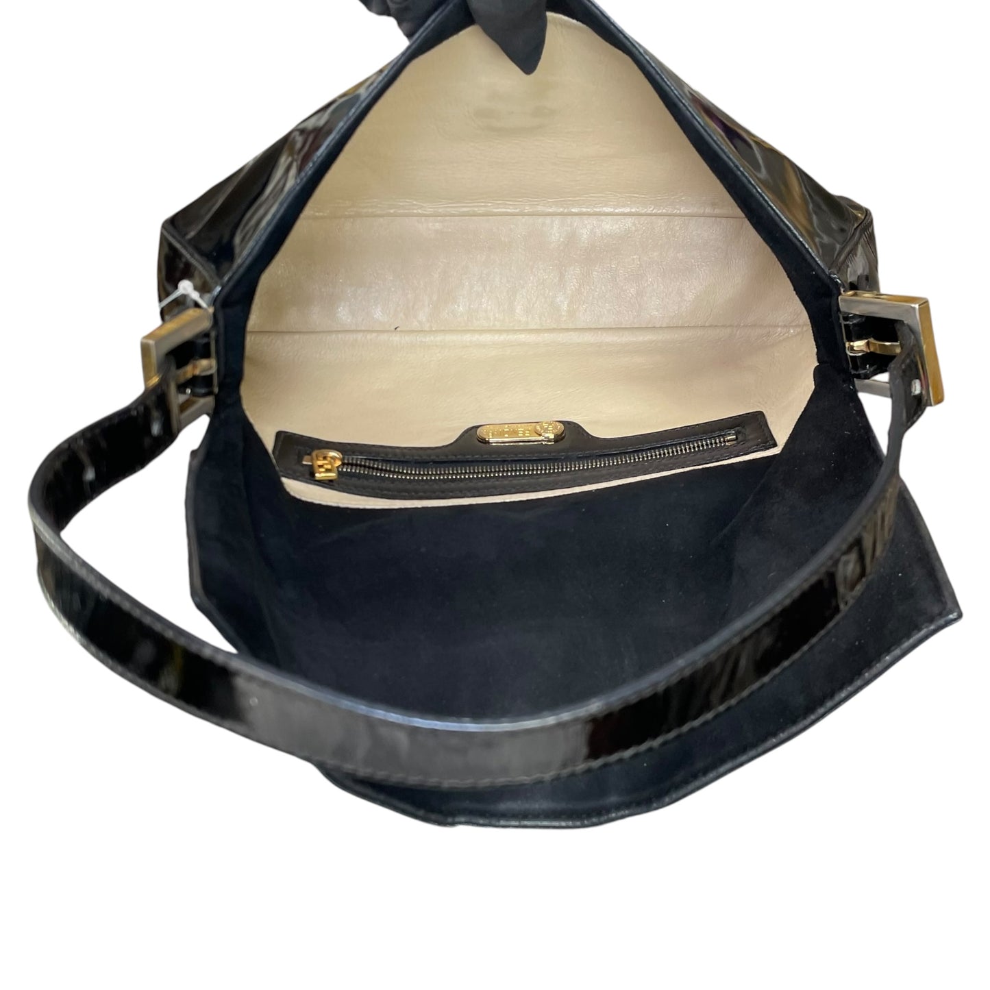 Fendi Baguette Black Patent Leather Two Tone HW Shoulder Purse