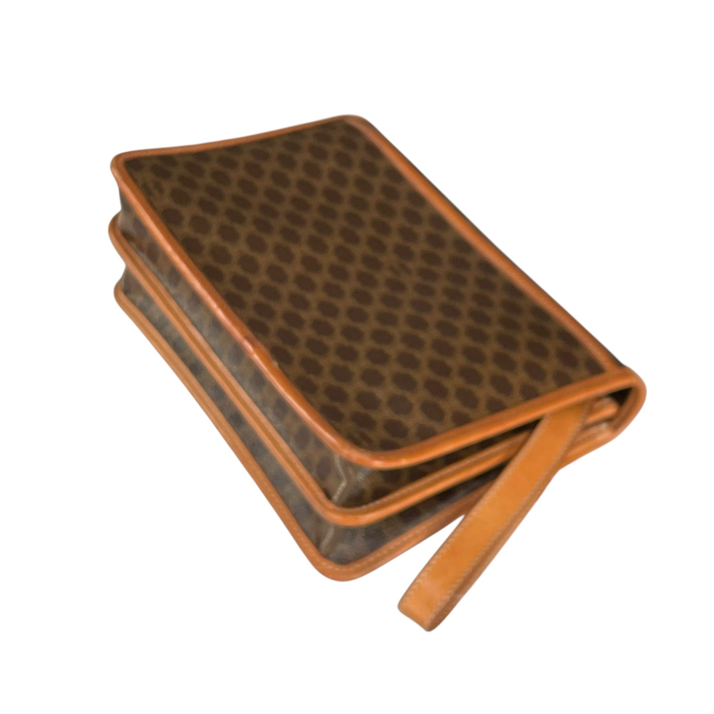 Celine Macadam Monogram GHW Canvas Brown Leather Clutch