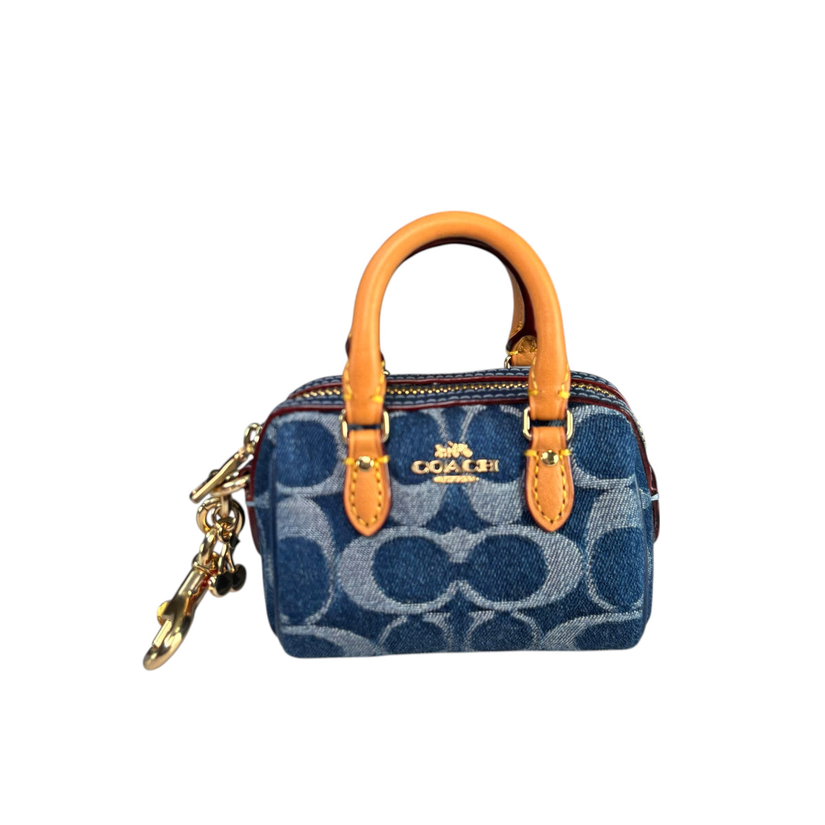 Coach Neo Rowan Sig C Denim Key Chain Purse Charm