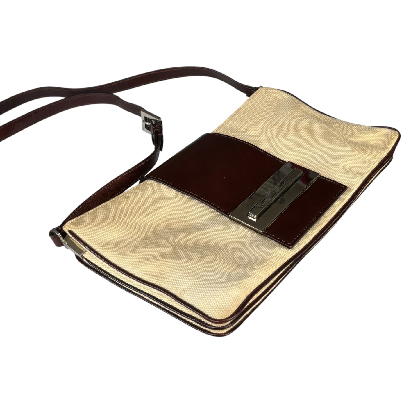 Fendi Y2K XL Baguette Eru Canvas Two-Tone Slim Leather Purse