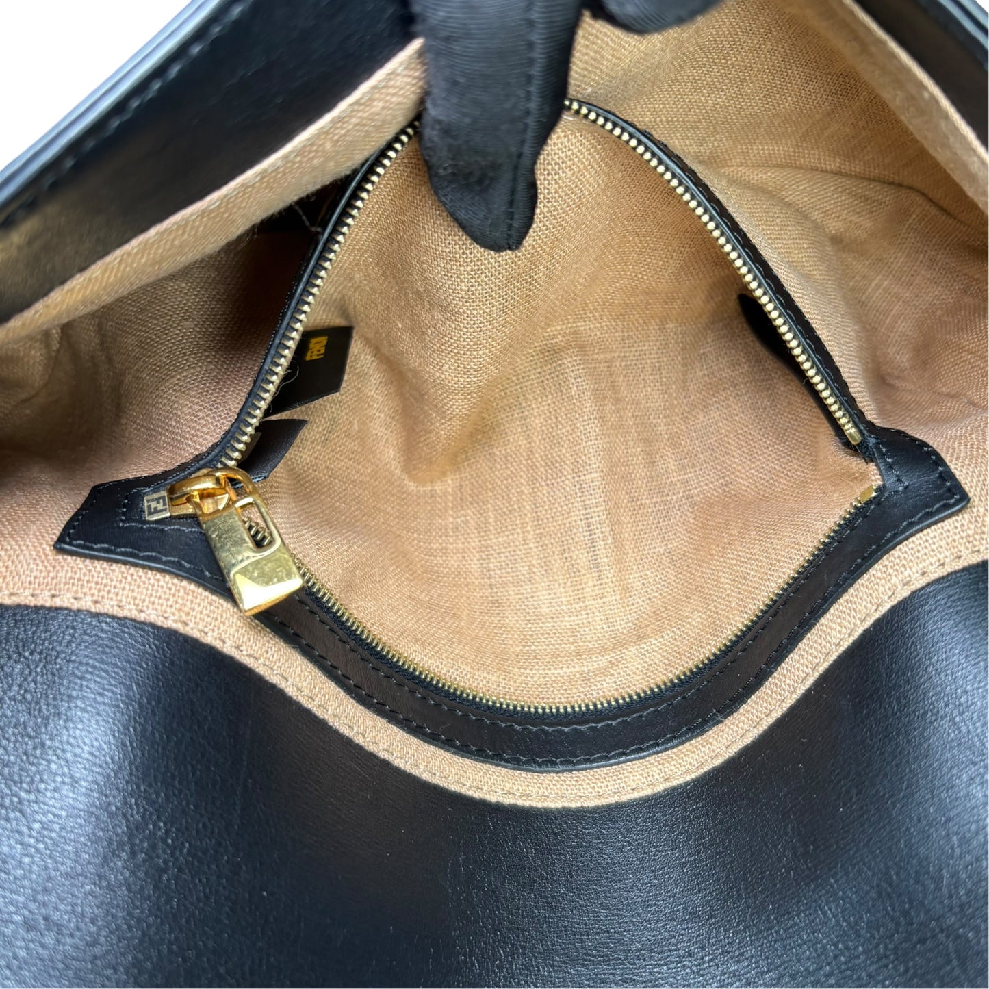 Fendi Baguette Re-Issue Black Leather GHW Red/ Tan Shoulder Purse
