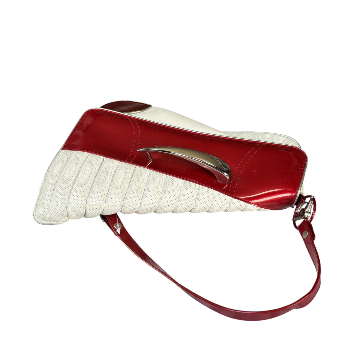 Christian Dior Cadillac Y2K Red Patent White Leather 2-Way Purse
