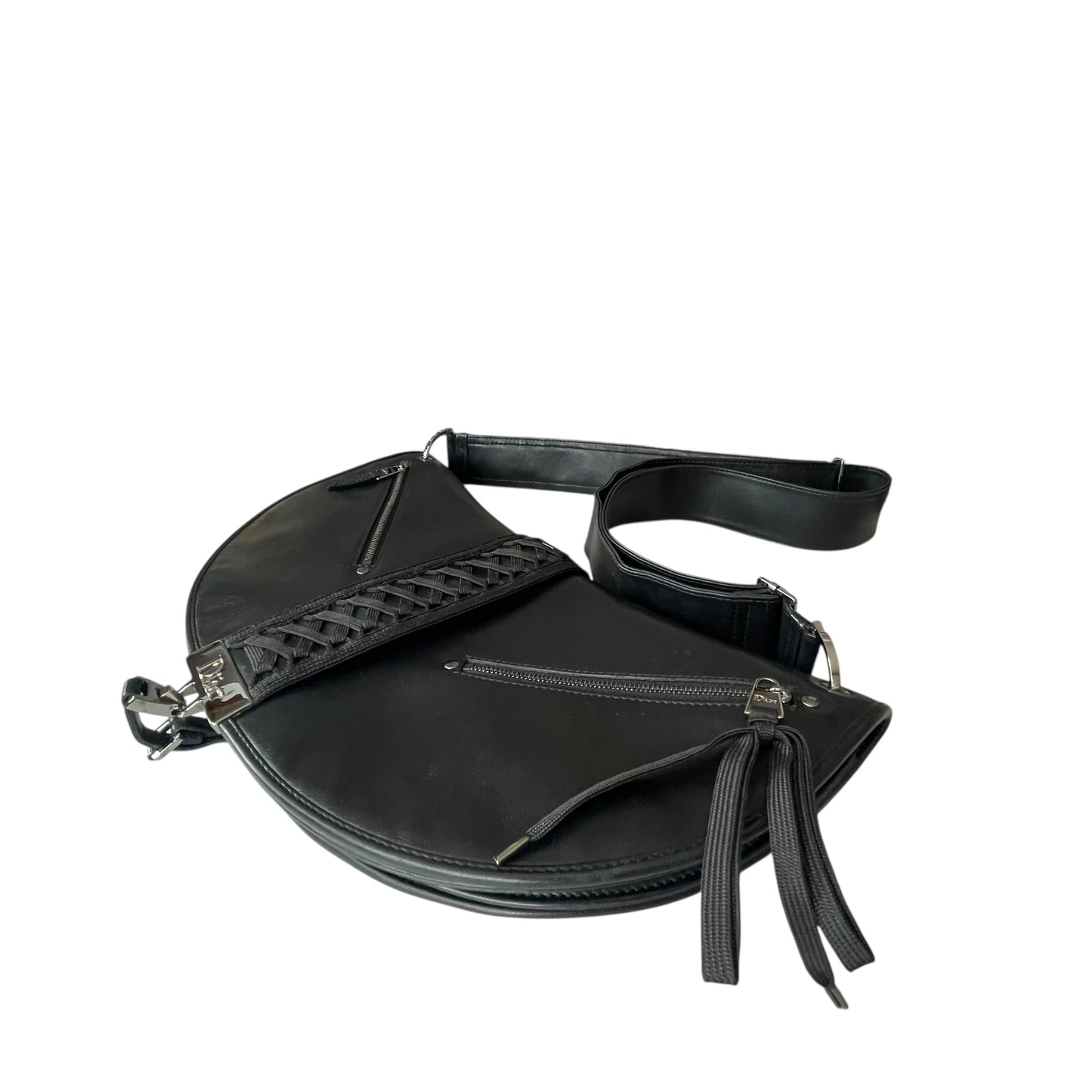 Christian Dior Admit It Corset Black Leather 2-Way SHW Shoulder Crossbody Purse