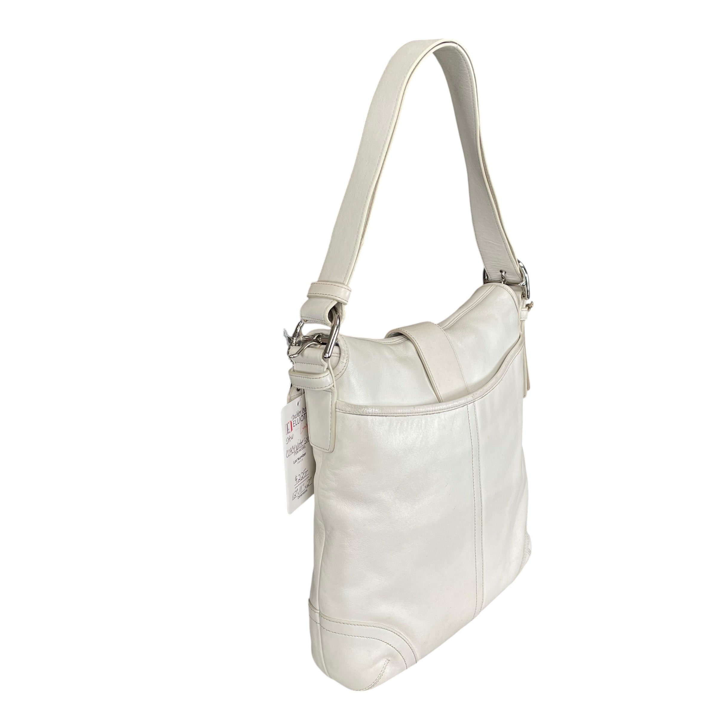 バッグ coach leather soho hand bag white y2k Coach Soho Legacy Leather Off White Buckle Crossbody Y2K 2-Way