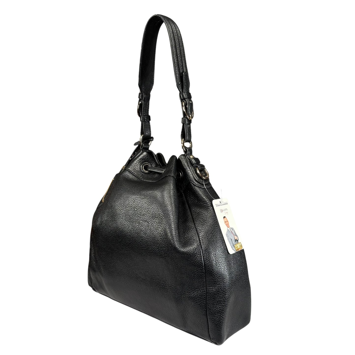 Coach Pinnacle Black Leather GHW Drawstring Bucket 2-Way Crossbody Purse