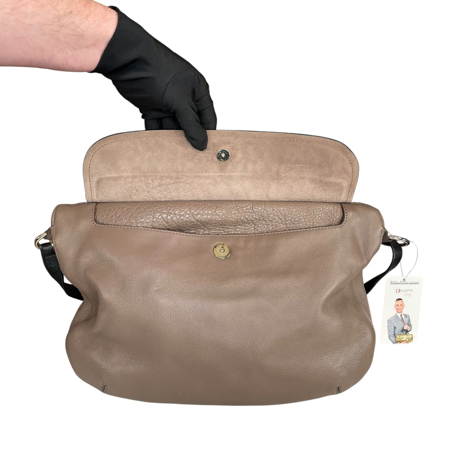 Furla Metropolis Two-Tone GHW Leather Taupe Black 2-Way Shoulder Hobo Purse