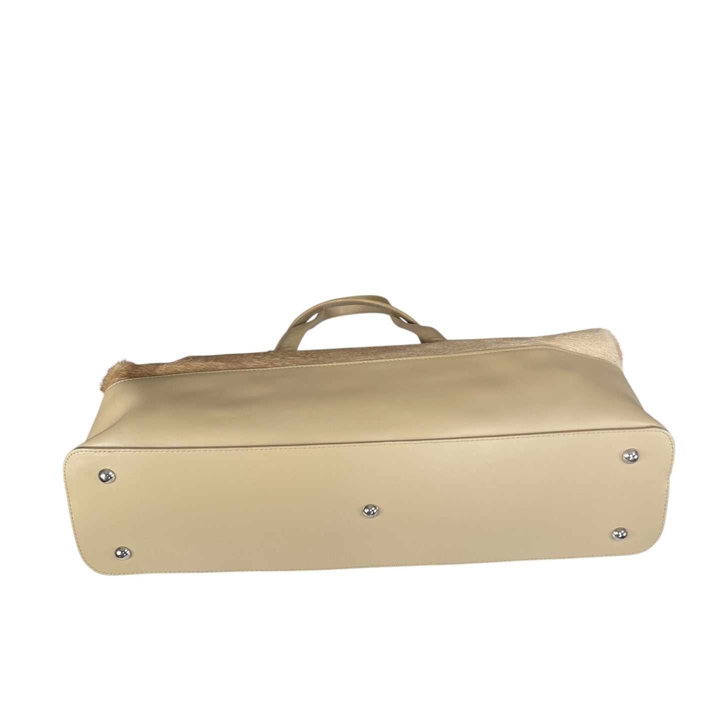 Furla Pony Hair Doctor Bag Tan Calf Hair Leather Satchel 17” Large Italy