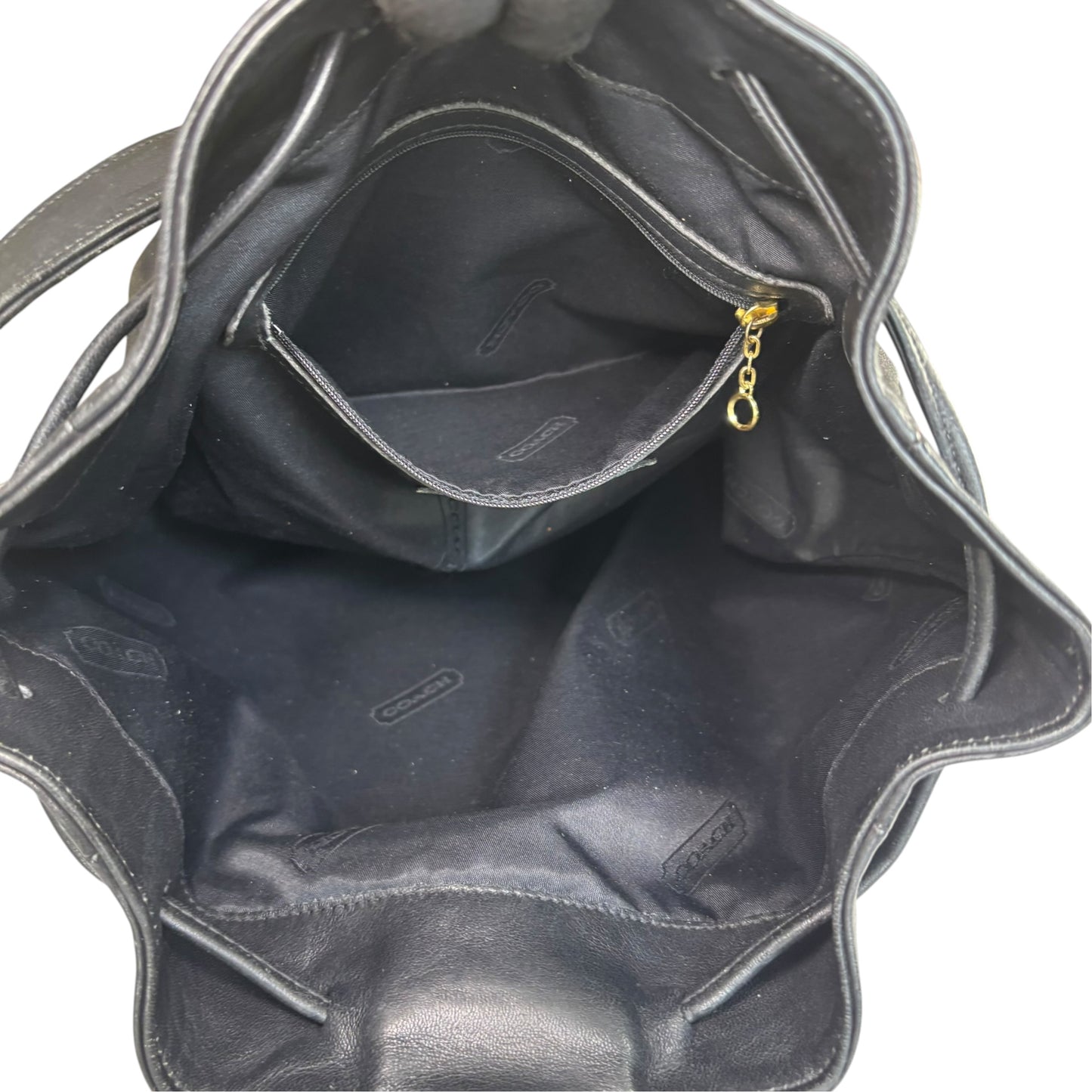 Coach Sonoma Black Leather  Slingpack Drawstring Shoulder Bucket Tote