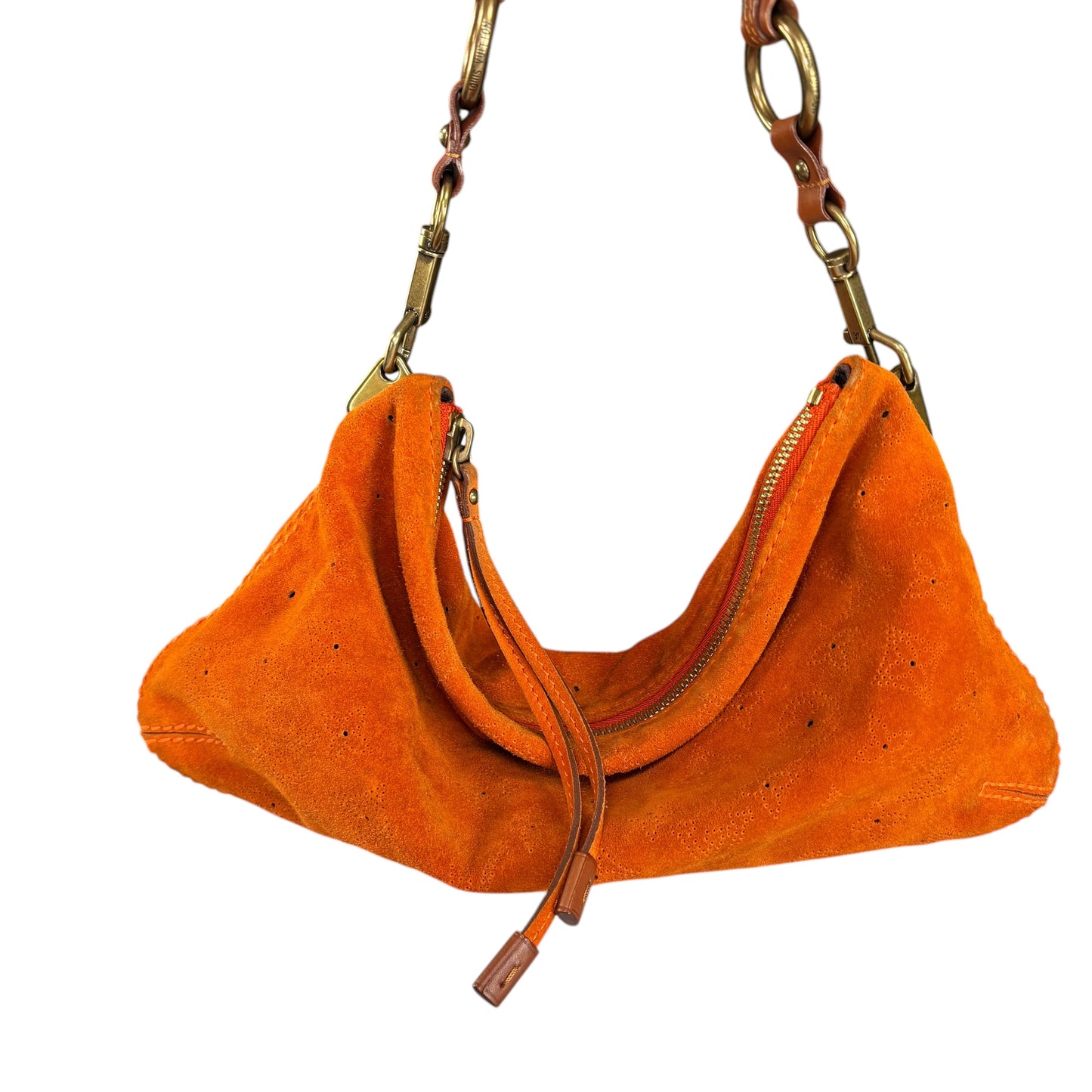 Louis Vuitton Mahina Onatah PM Pouchette Orange Suede Shoulder Purse