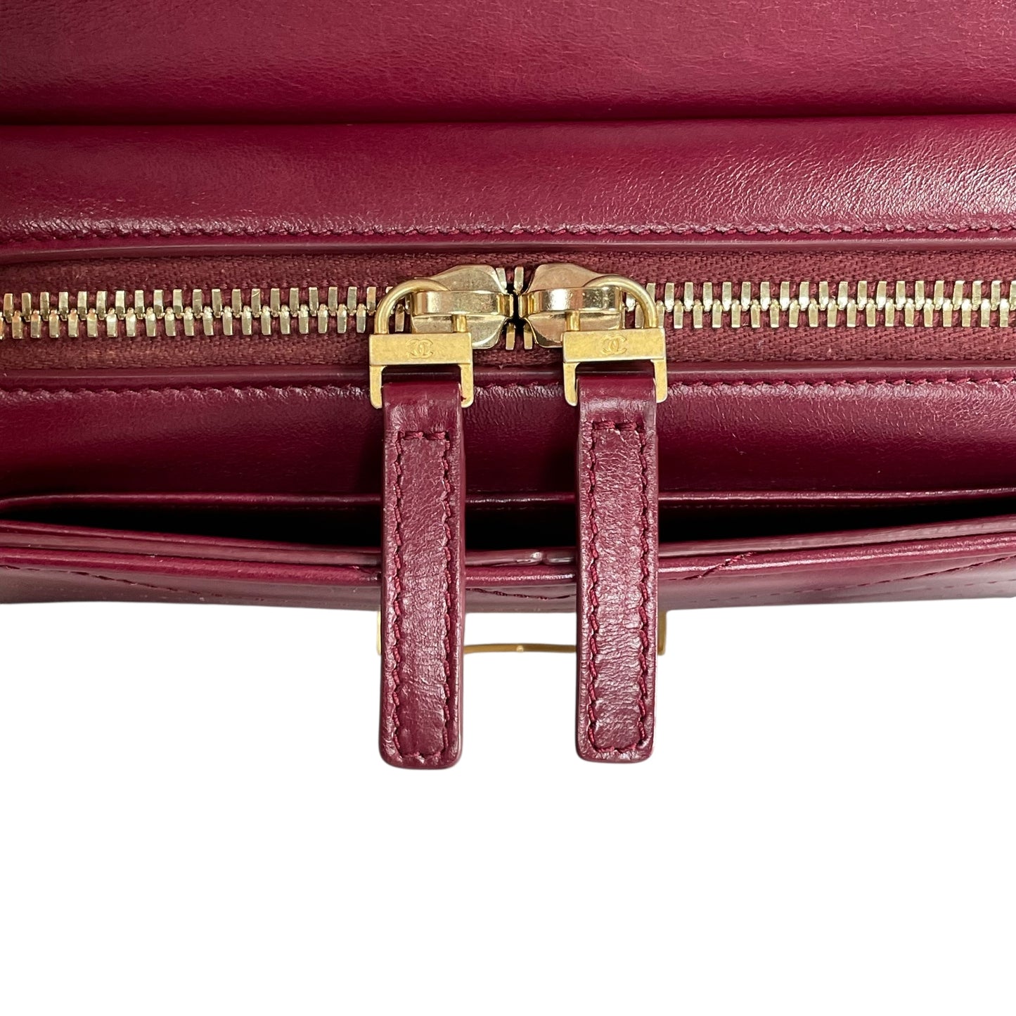 Chanel CC Medal Bucket Envelop Merlot Zip Brushed GHW Burgundy 2Way CrossbodyPurse