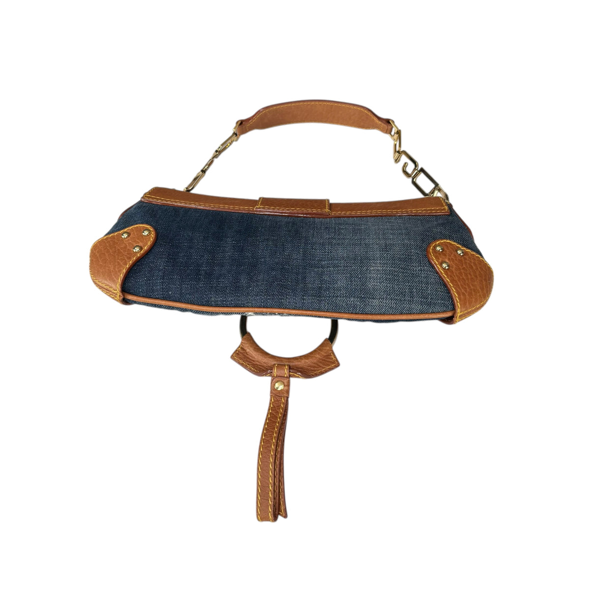 Dolce & Gabbana Y2K O-Ring Distressed Denim Gold Purse