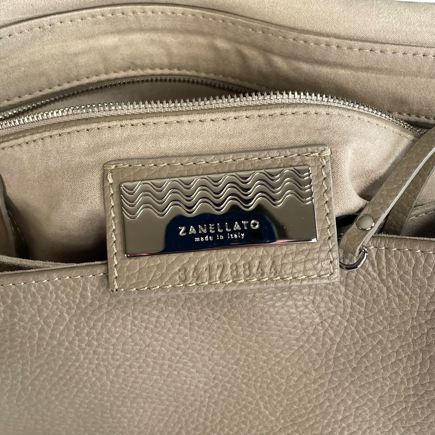 Zanellato Postina Taupe Daily Small Studded 2-Way SHW Top Leather Handle Purse