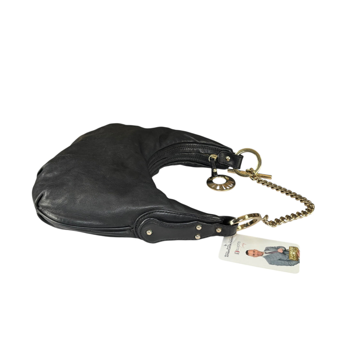Fendi Mini Chef GHW Crescent Black Leather Chain Shoulder Purse