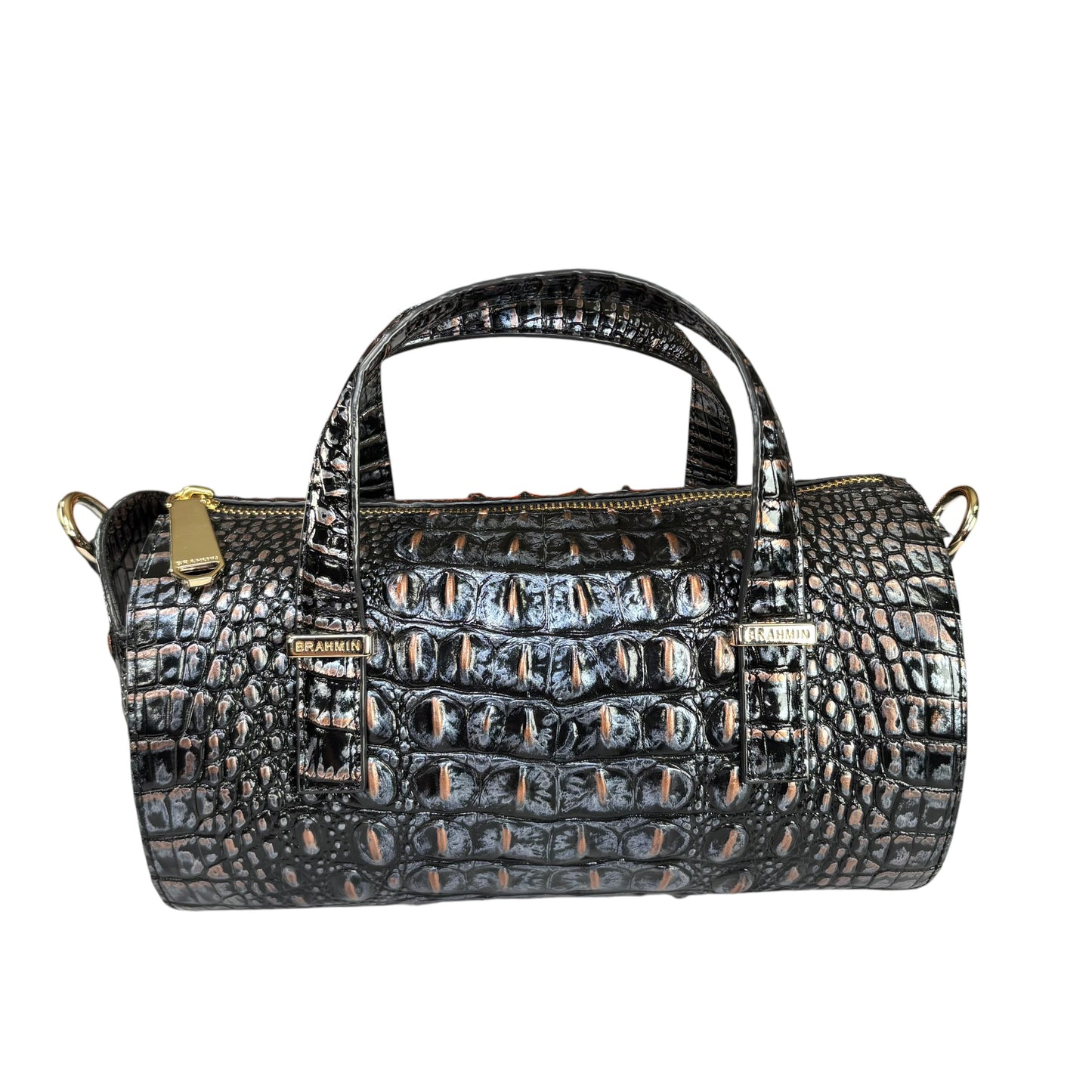 Brahmin Claire Metallic Melbourne Embossed Barrel 2-Way Bag