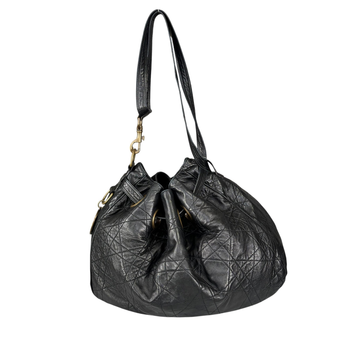 Christian Dior Lady Dior Cannage Lambskin XL Hobo Shoulder Purse