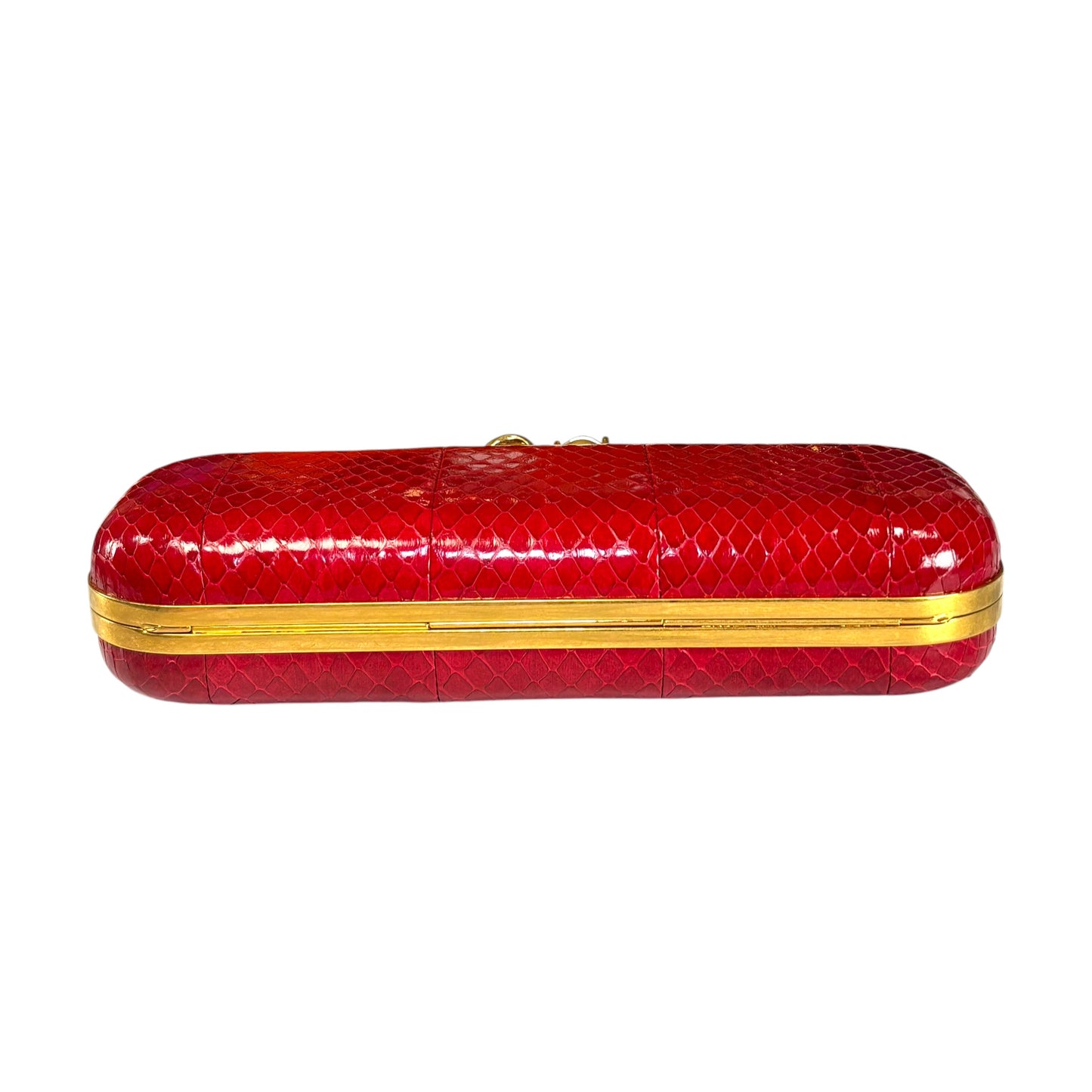 Alexander McQueen Ruby Red Embossed Leather Knuckle Clutch – Gold Rhinestone Skull Hardware