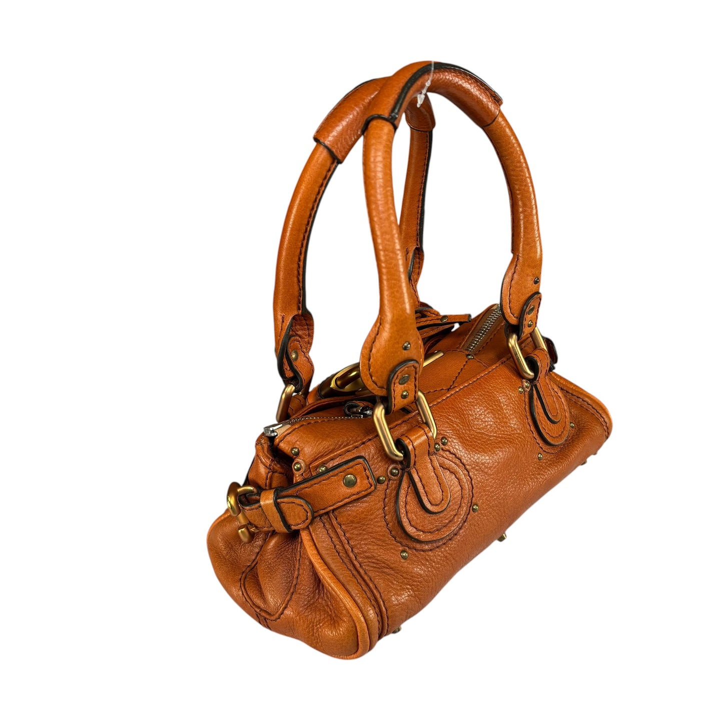 Chloe Mini Brown Leather GHW Paddington Lock Shoulder Purse