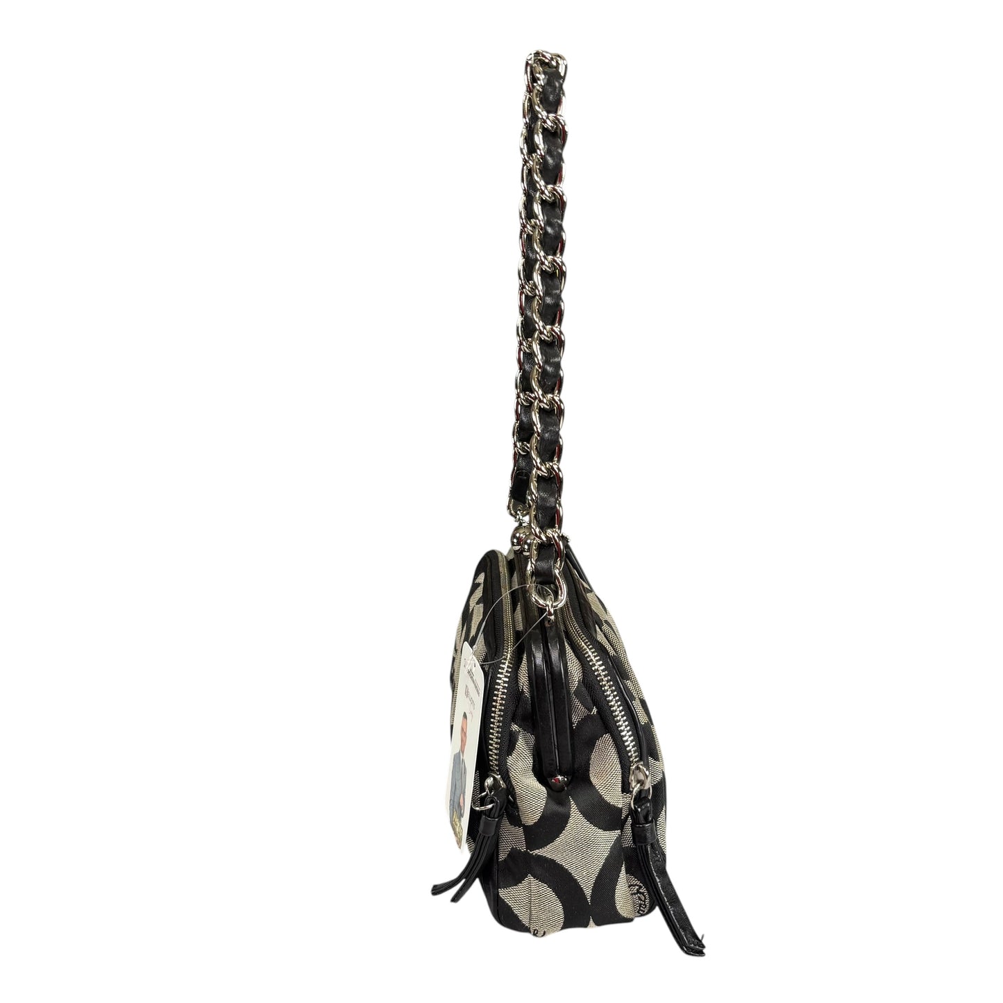 Coach Y2K Opti C Canvas Leather Kiss-Lock Black SHW Chain Shoulder Purse