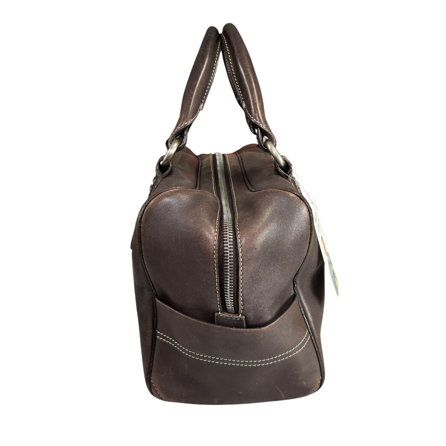 Celine Boogie Brown Leather SHW Boston Zip Bag