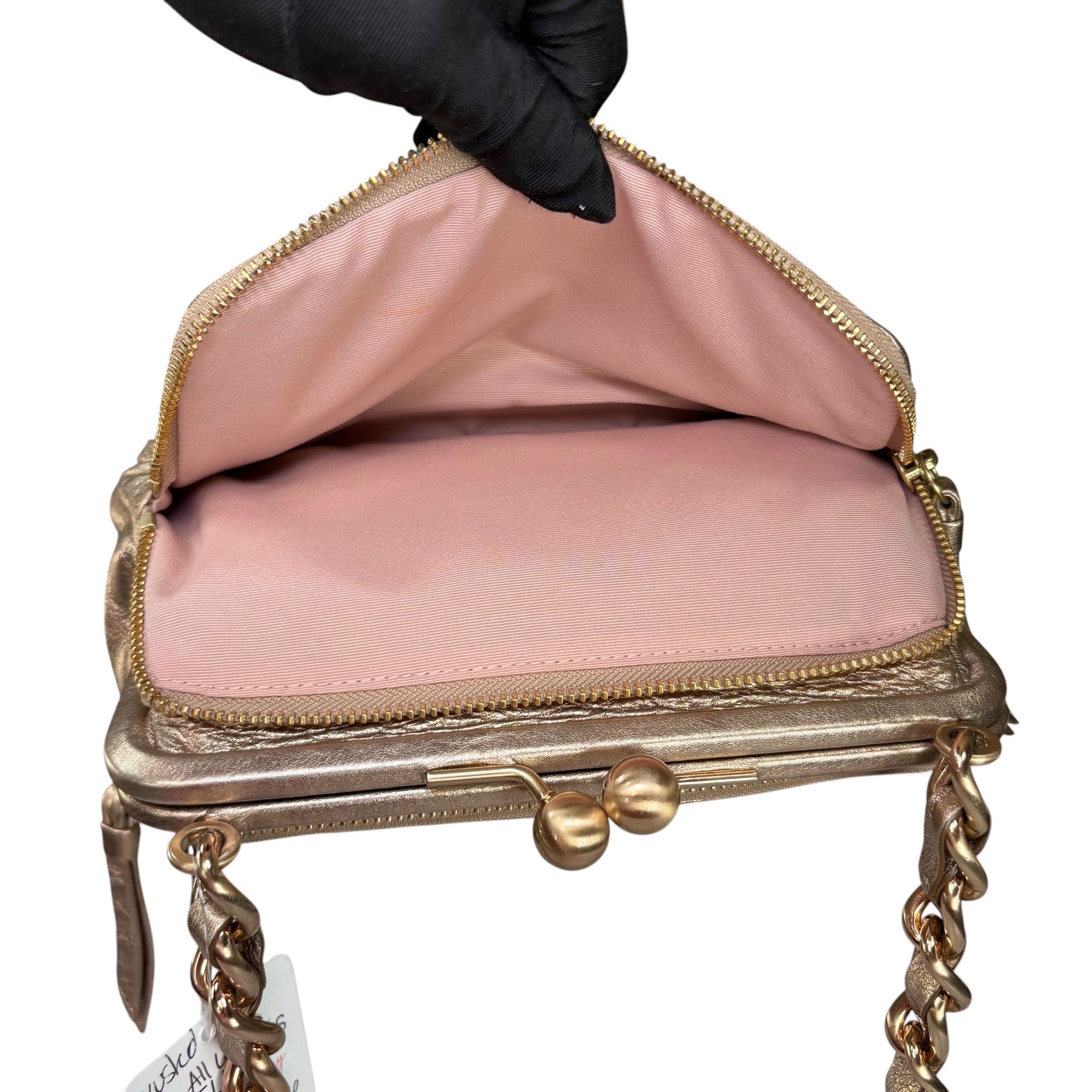 Coach Y2K Parker Rose Gold Metallic Leather Kiss-Lock Shoulder